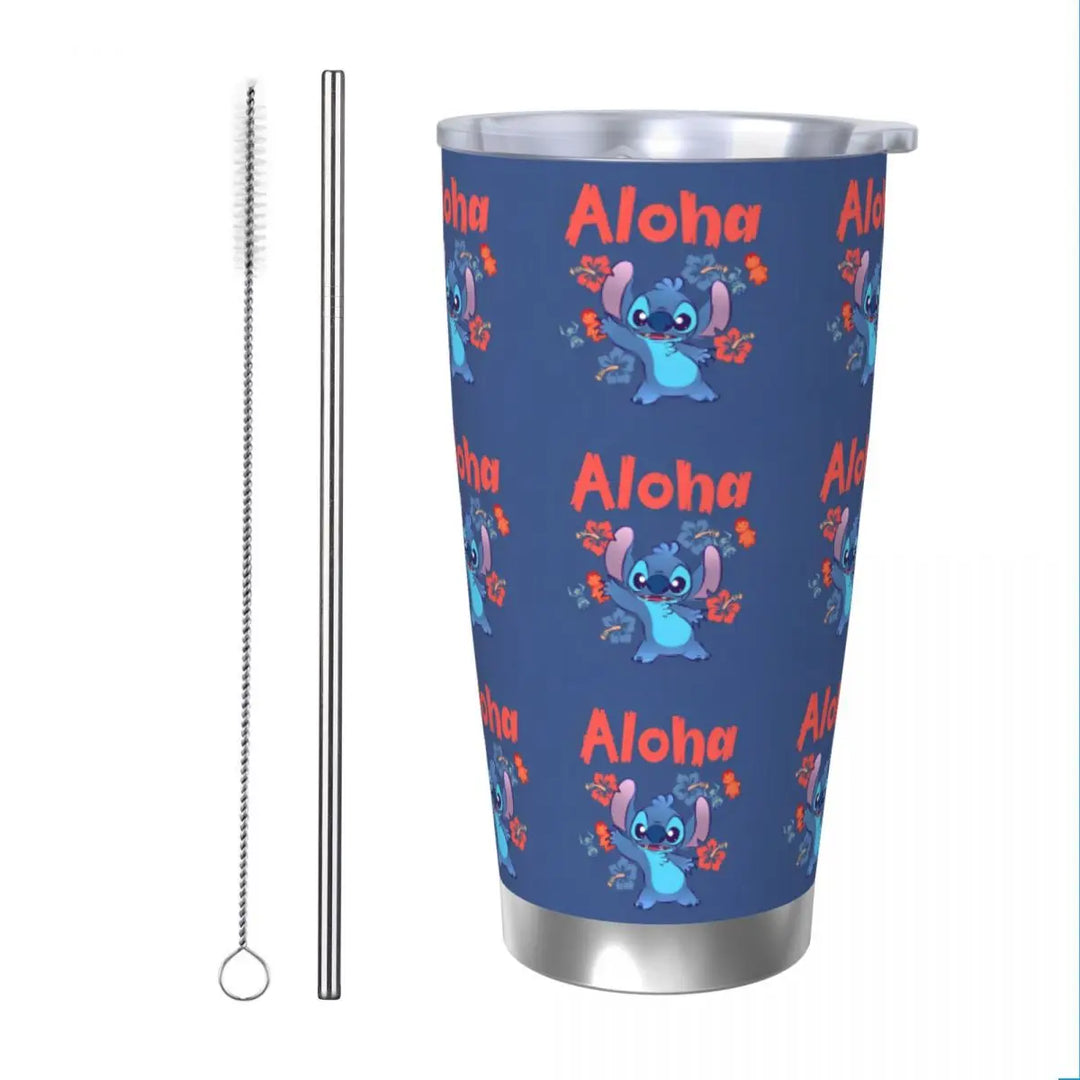 Funny & Stitch Insulated Tumbler with Straws Cute Koala Stainless Steel Thermal Mug Outdoor Travel Thermos Bottle Cup, 20oz