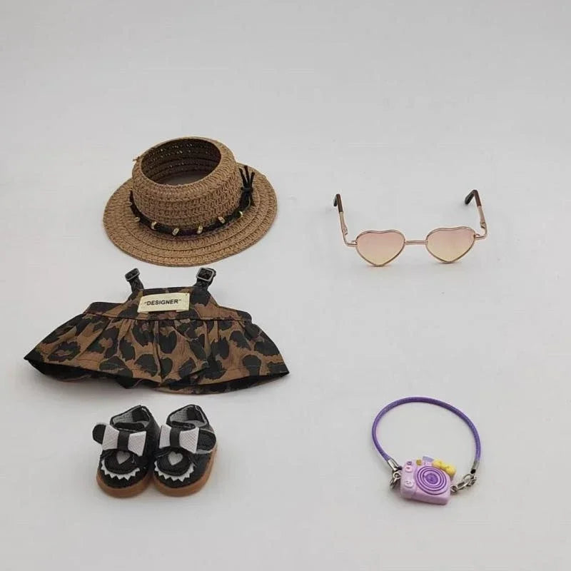 For 17cm Labubu Doll Clothing Unique Design Handmade Leopard Print Dress High-end Fashion Niche Suit Exquisite Clothing Matching