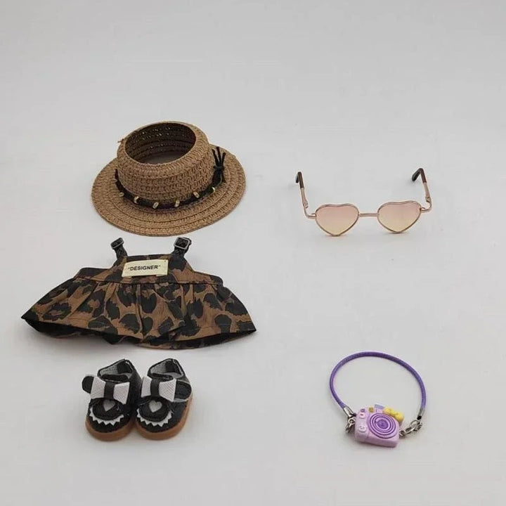 For 17cm Labubu Doll Clothing Unique Design Handmade Leopard Print Dress High-end Fashion Niche Suit Exquisite Clothing Matching