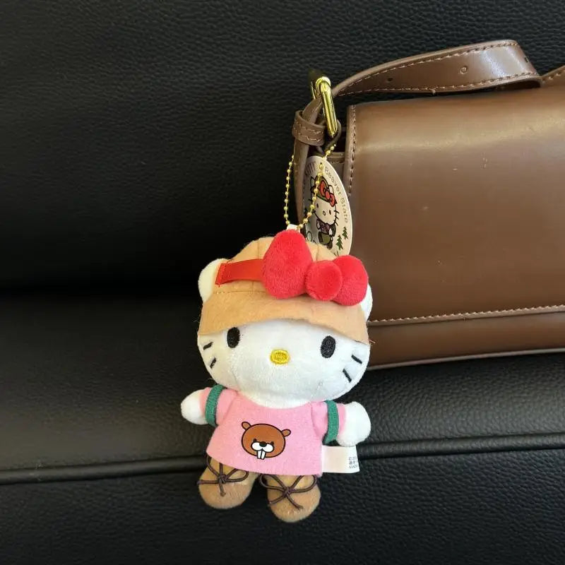 Kawaii Sanrio Hello Kitty Hiking Bag Pendant Cartoon Plush Toys Keychain Accessories Boy and Girl Couple Birthday Creative Gifts