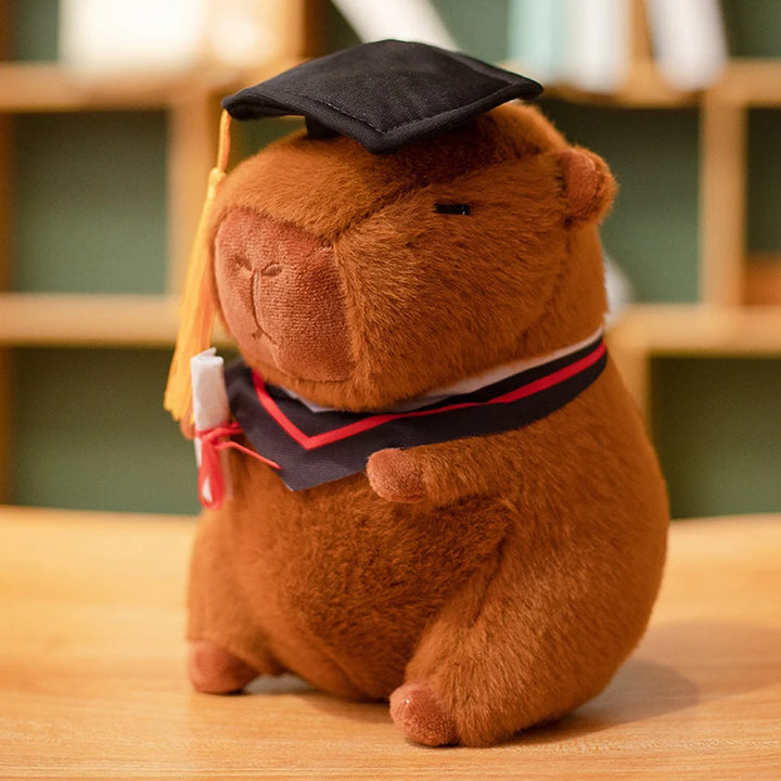 Graduation Capybara Plush Toys Wearing Cap Holding Diploma Stuffed Graduational Capibara Soft Dolls Souvenir Plushie Gifts