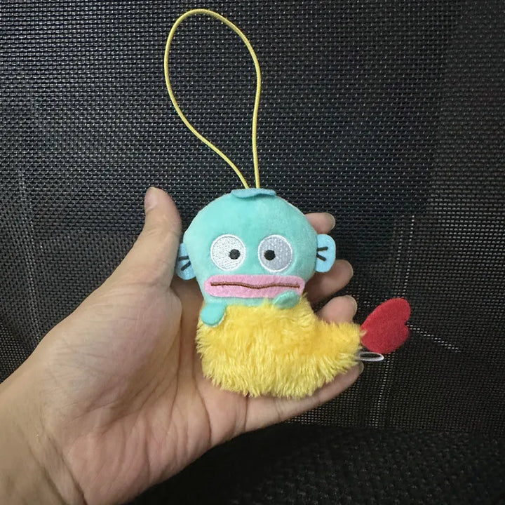 Sanrio Hangyodon Plush Tempura Rice and Vegetable Roll Doll Kawaii Cartoon Backpack Pendant Toy Keychain Girl Decoration Gift