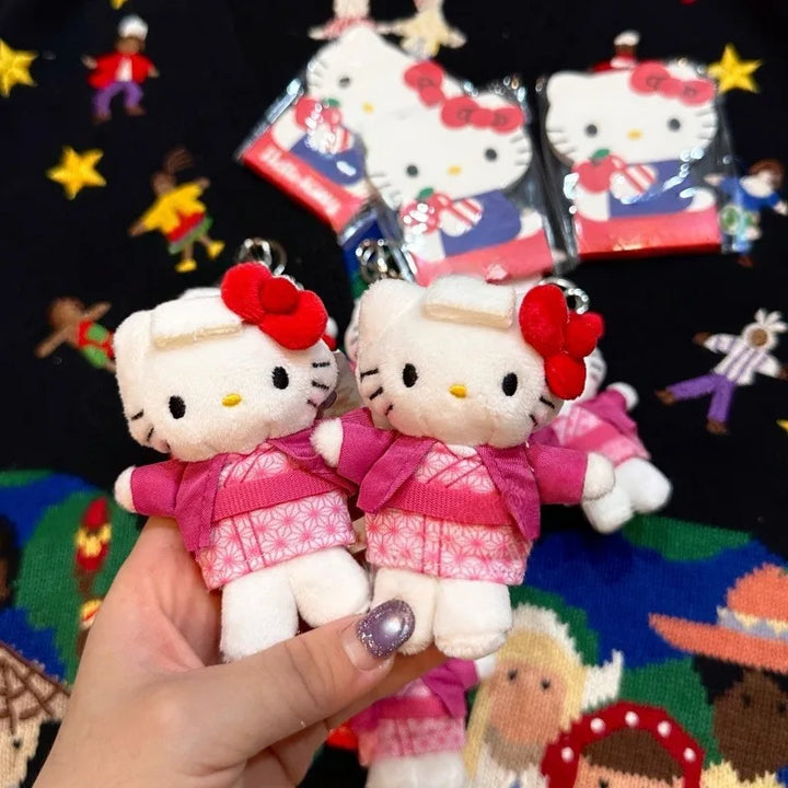 Kawaii Sanrio hot spring holiday series Hello Kitty Plush Toy Pendant bathrobe Kitty Cat Plushine Doll backpack charm girl gift