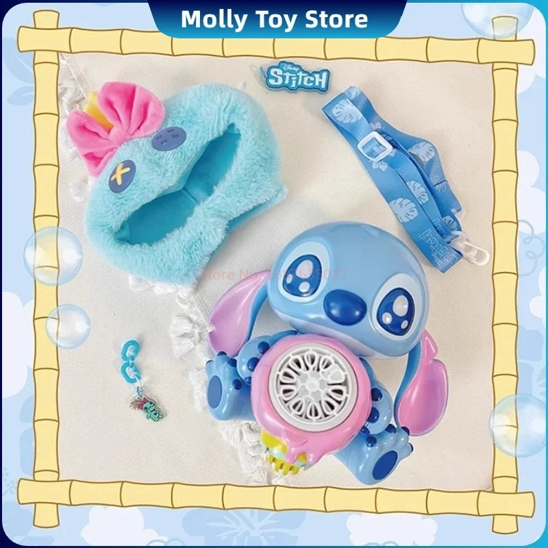 Genuine Lilo & Stitch Bubble Gun Kids Toy Bubbles Machine Automatic Soap Blower With Light Outdoor Games Kid Birthday Gift