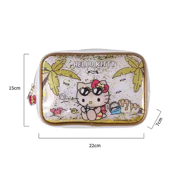 Genuine Hello Kitty Retro Series Woven Handbag Cosmetic Bag Storage Bag Cartoon Cute Large Capacity Messenger Bag Girls Gifts