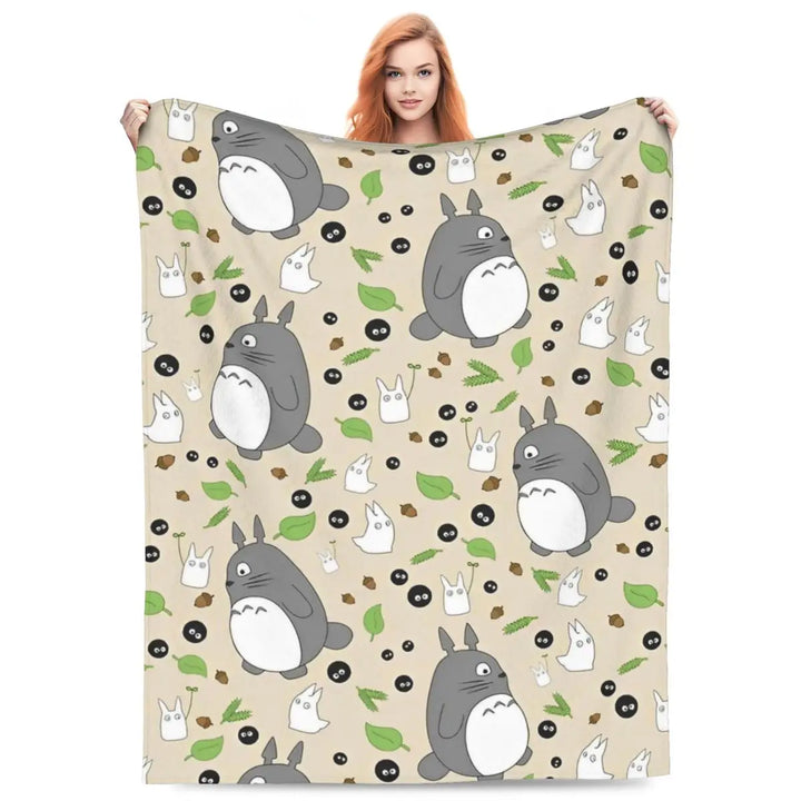Cartoon Funny Cute T-Totoros Blanket Coral Fleece Plush  Soft Throw Blankets for Car Sofa Couch Bed Rug