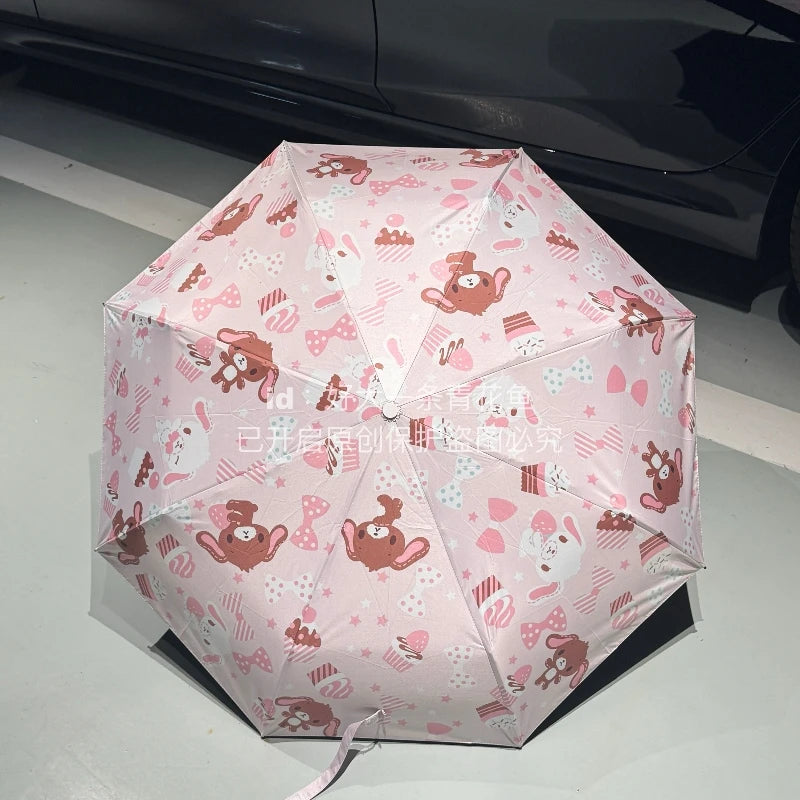 Kawaii Sanrio Sugarbunnies Umbrella Folding Umbrella Rain Or Shine With Thick And Durable Keel Umbrella Uv Resistant Umbrella