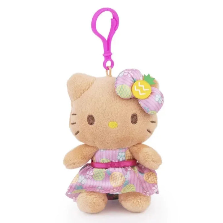 Sanrio Hawaiian Black Skin Pineapple Garden Hello Kitty Dress Doll Pendant Keychain Cute Kitty Cat  Accessories Cartoon Pendent