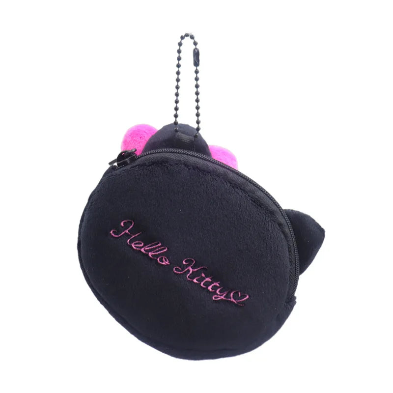 Kawaii Sanrio Hello Kitty Cute 50Th Anniversary Leopard Plaid Storage Bag Plush Toys Coin Purse Wallet Decorative Birthday Gift