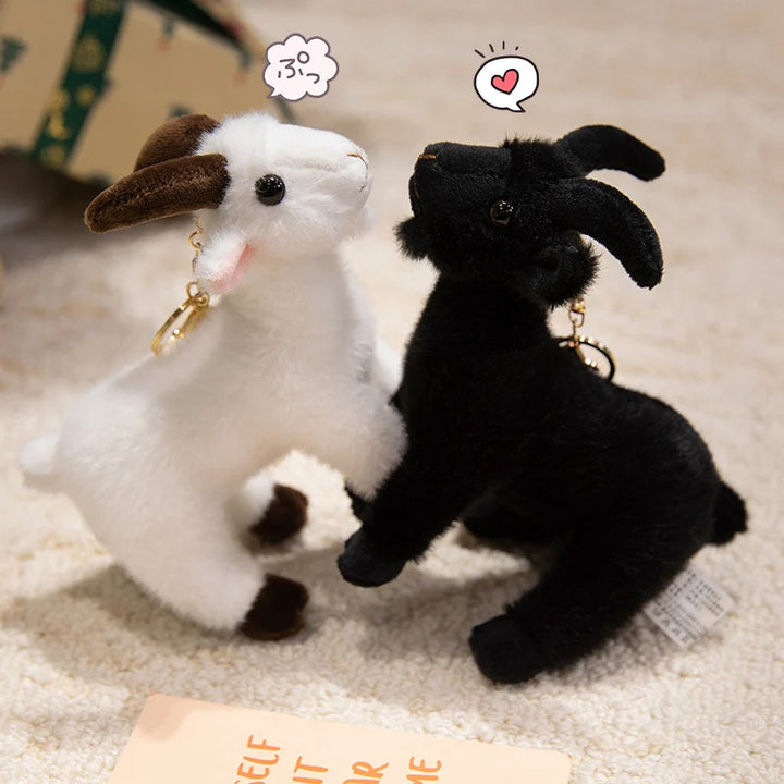 Lifelike Goat Plush Pendant 16cm Cute White Black Sheep Plush Keychain Backpack Decor Travel Companion Doll Kid Birthday ﻿Gift