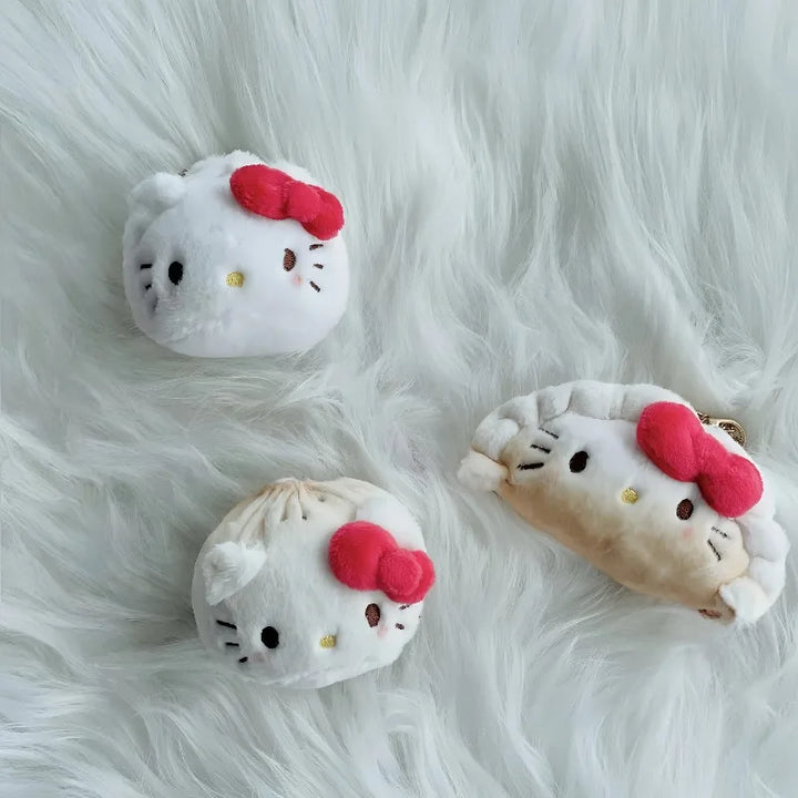 Sanrio Shanghai Breakfast series Hello Kitty plush toys Pendant Cartoon Kitty cat Kawaii dumpling Bread creativity Toy Keychain