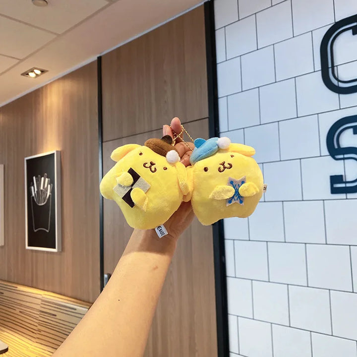 Kawaii Sanrio Pom Pom Purin Plush Toys Backpack Creative Keychain Cartoon Accessories Pendant Stuffed Doll Girl Birthday Gift