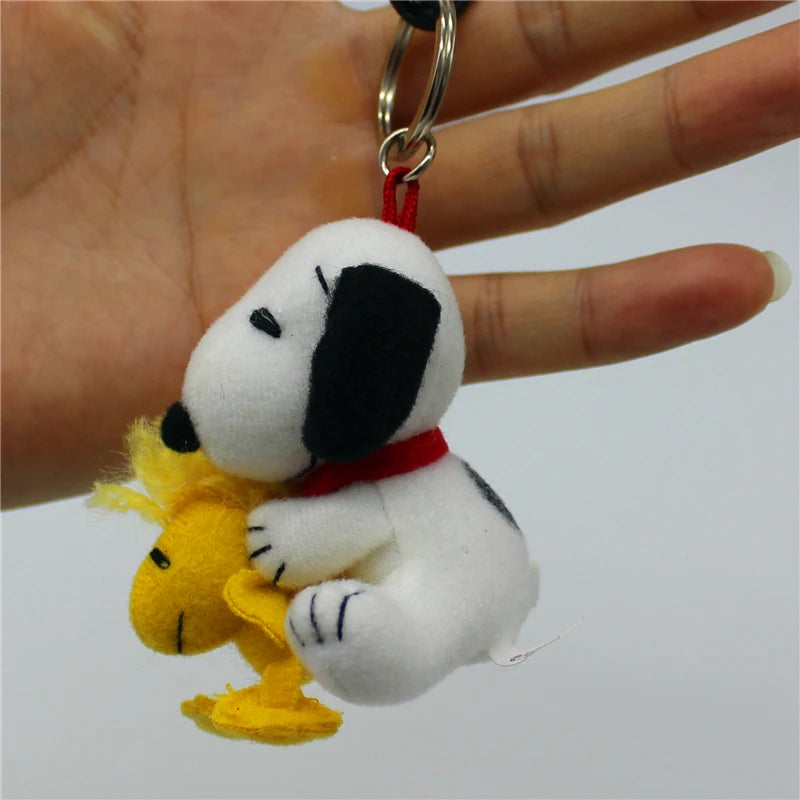 1piece 6CM Cute high quality Peanuts Snoopy Plush pendant toys Snoopy dog Woodstock  KEY CHAIN animal toys