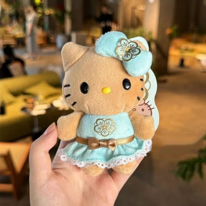 Anime Hello Kitty Plush doll Pendant  Hawaii Dark Skin Kitty Series Summer creative Surfing Sanrio keychain Bag Pendant Charms
