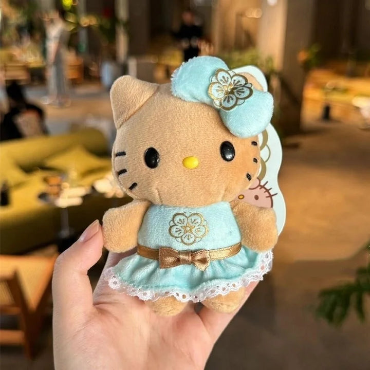 Anime Hello Kitty Plush doll Pendant  Hawaii Dark Skin Kitty Series Summer creative Surfing Sanrio keychain Bag Pendant Charms
