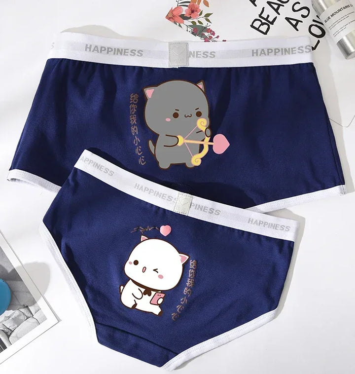 Cute Mitao Cat Underpants Couple Set Made Of Pure Cotton Cartoon Low Waisted Comfort Women Man Short Pants Confession Girl Boy