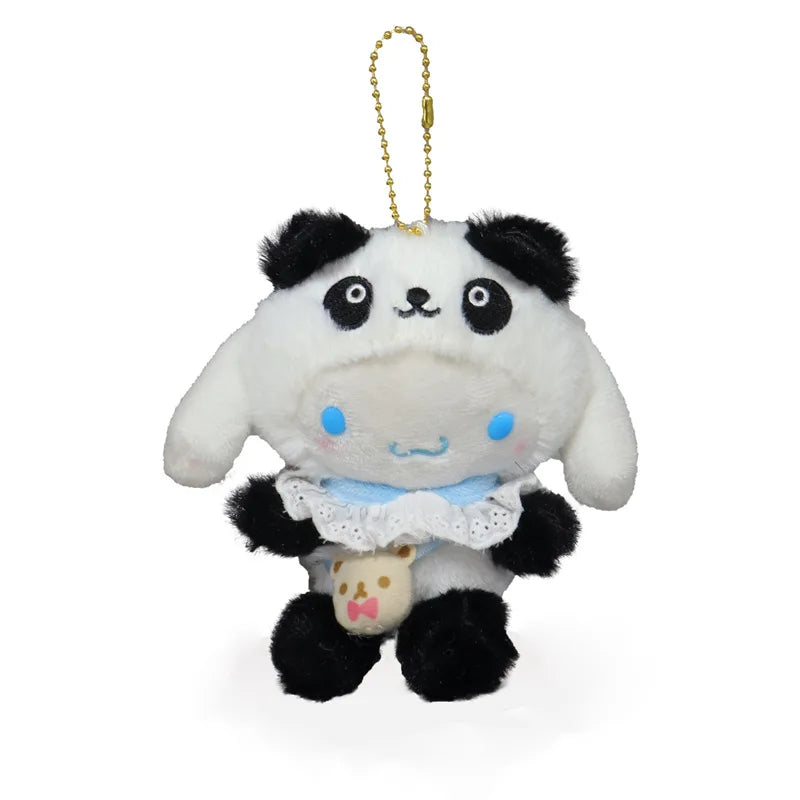Kawaii Sanrio Kuromi Cinnamoroll Panda Crossbody Bag Cartoon My Melody Plush Toys Keychain Backpack Pendant Girl Christmas Gift