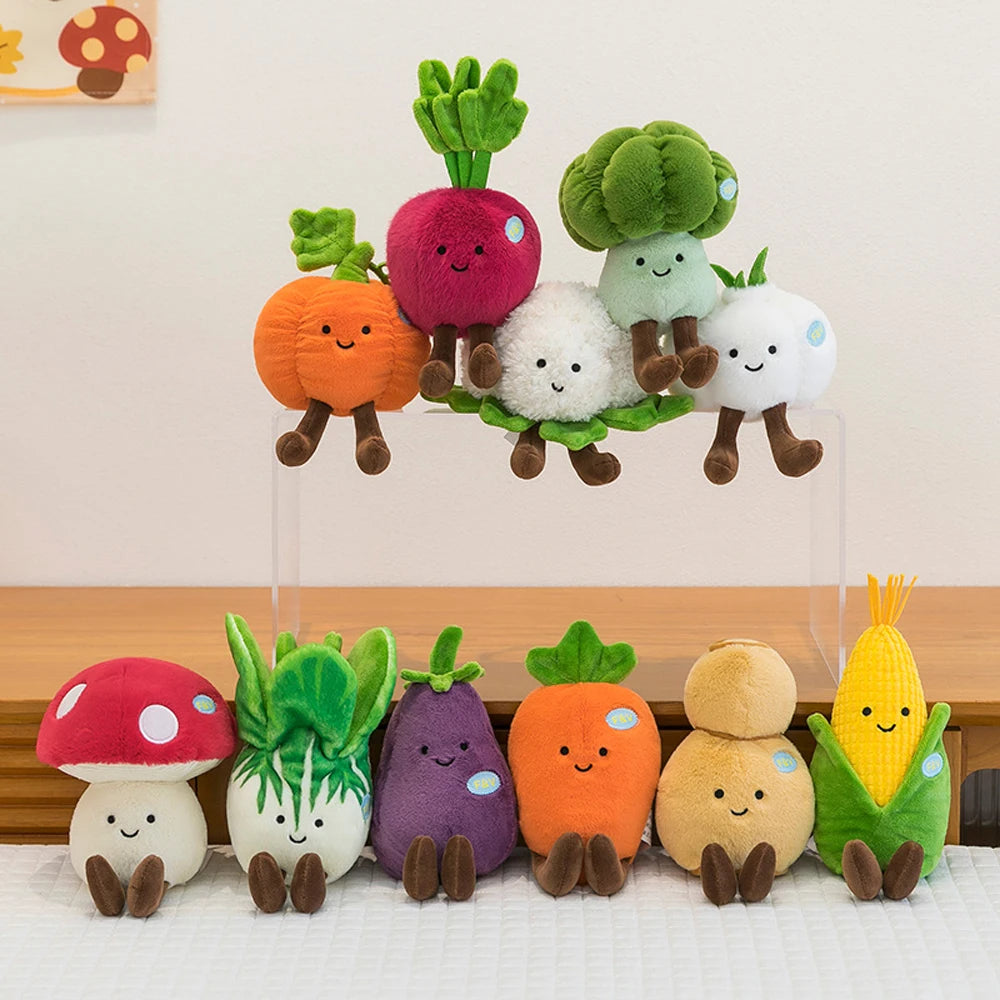 A Variety of Vegetable Plush Toys Eggplant Cartoon Cauliflower Soft Dolls Broccoli Plushie Red Tulip Stuffed Toys Cabbage Garlic