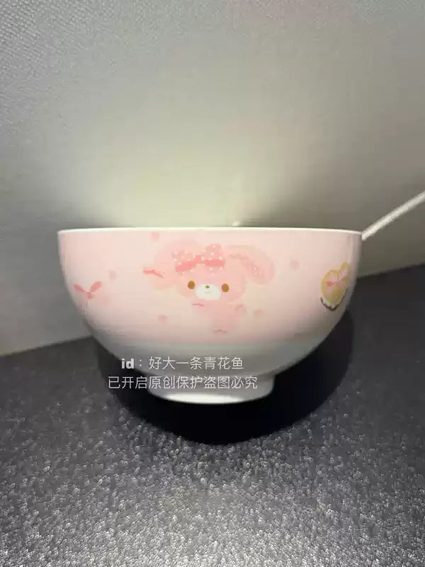 Kawaii Sugarbunnies My Melody Hellokitty Ceramic Ramen Bowl Tableware Salad Bowl Rice Bowl Large Capacity Household Soup Bowl