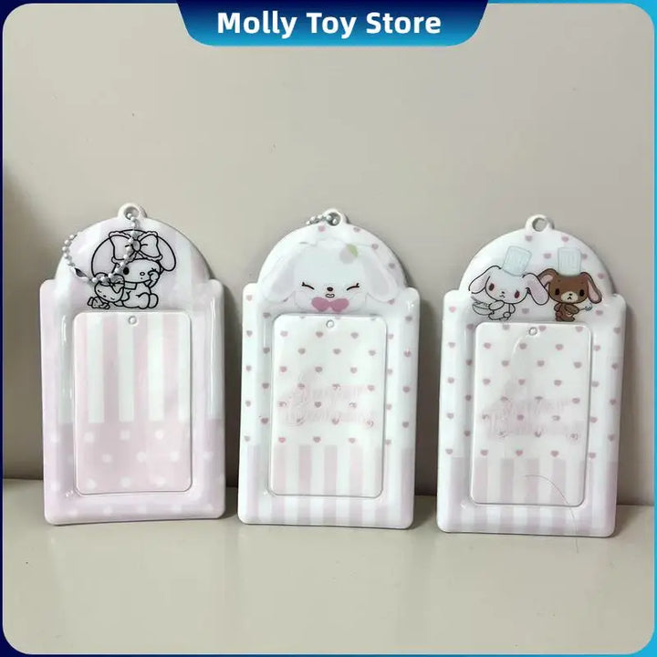 Kawaii Sanrio Sugarbunnies Id Card Holder Keychains New Anime Passport Cover Key Ring School Bus Bank Cards Bags Pendants Gifts