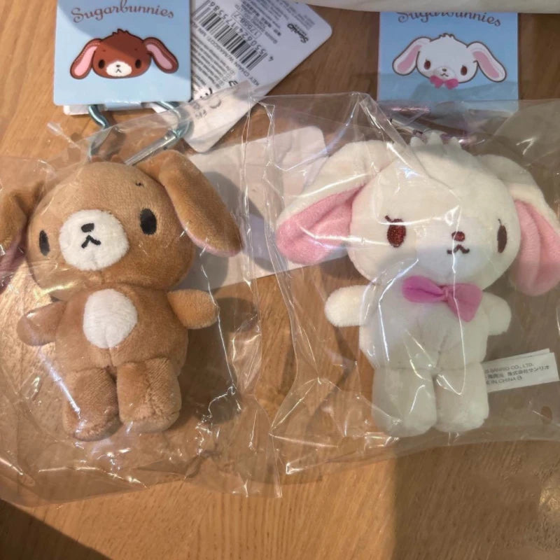 sanrios Sugarbunnies Mascot Plush Keychain Mascot Plush Keychain cute Shirousa Kurousa heart Keyring Bag Pendant Toy Doll gift
