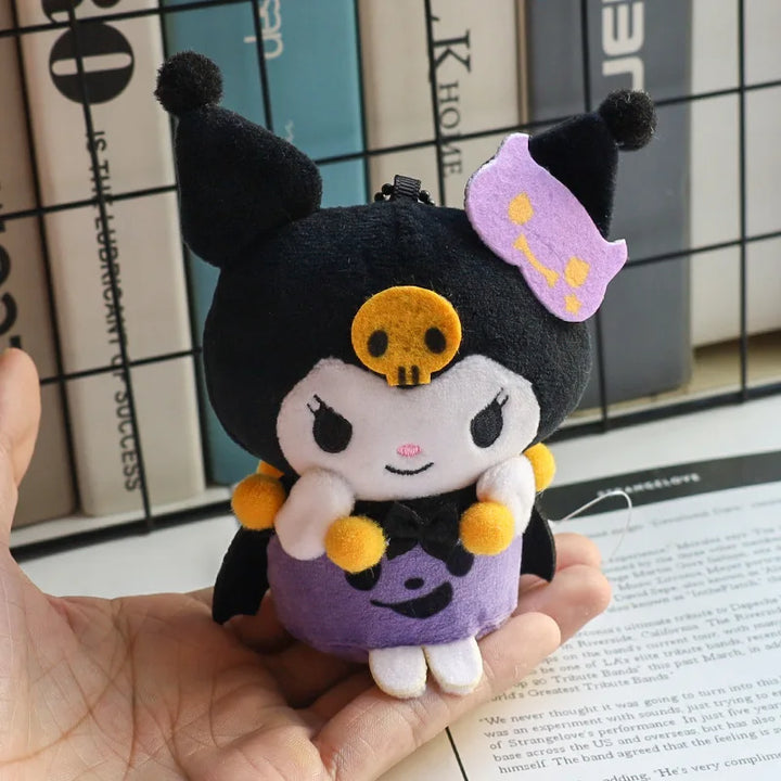 Halloween Sanrio Dress Ghost  Kuromi plush toy keychain Pom Pom Purin Stuffed Toy cartoon Hello Kitty My Melody Bag Accessories
