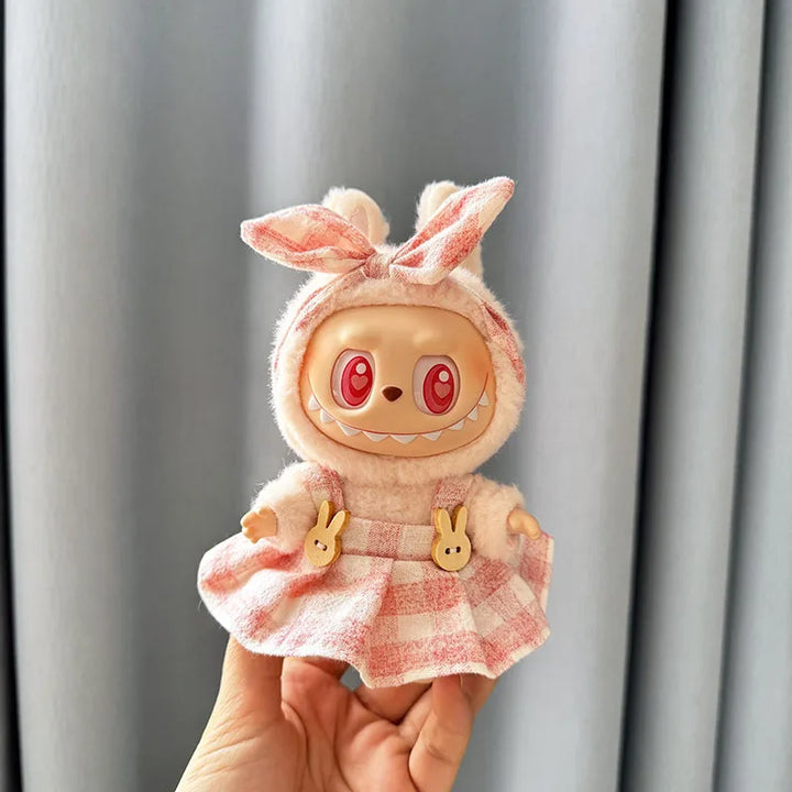 17cm Labubu Idol Dolls Plush Doll'S Strawberry Skirt Cute Clothing Hoodie No Doll Outfit Accessories Korea Kpop Exo Girls Gift