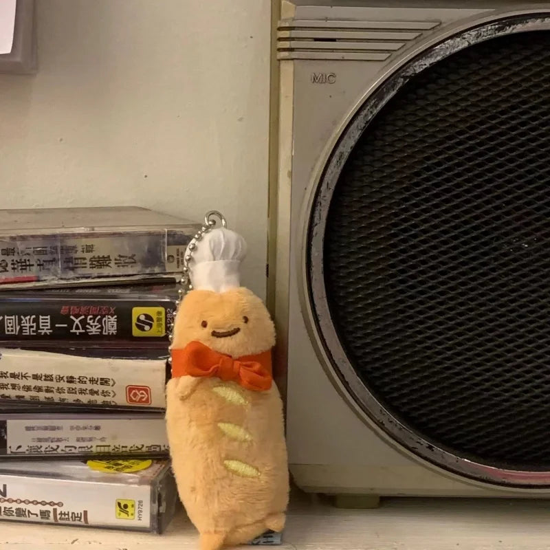 Cute Sumikko Gurashi Baguette bread chef Plush Keychain Corner Bio Car Pendants Desktop Ornaments Bag Decoration Girls Kid  gift