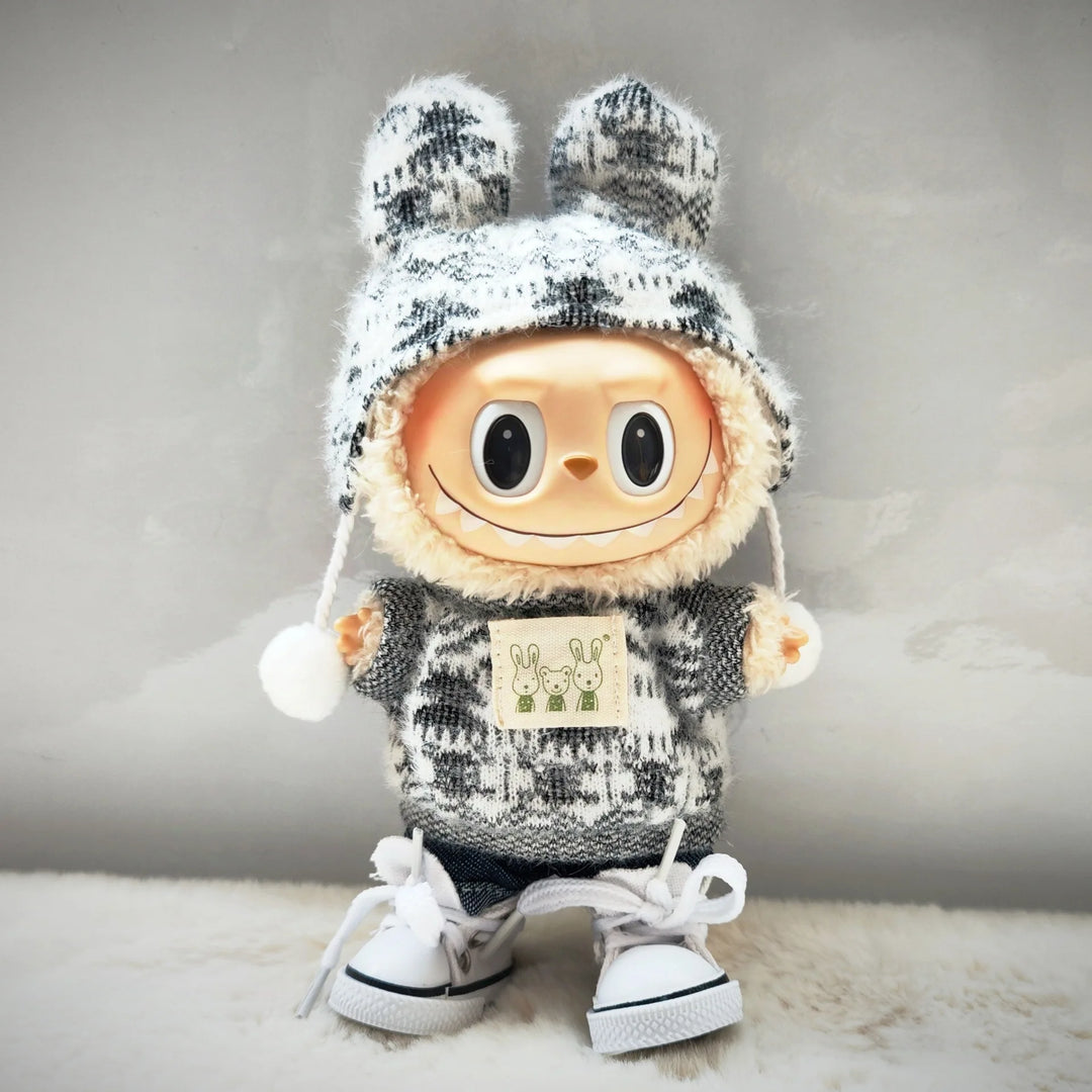 15cm/17cm Plush Doll Pullcloth Clothing Lila Rabbit Jacquard Shirt Set First And Second Generation DIY Gifts