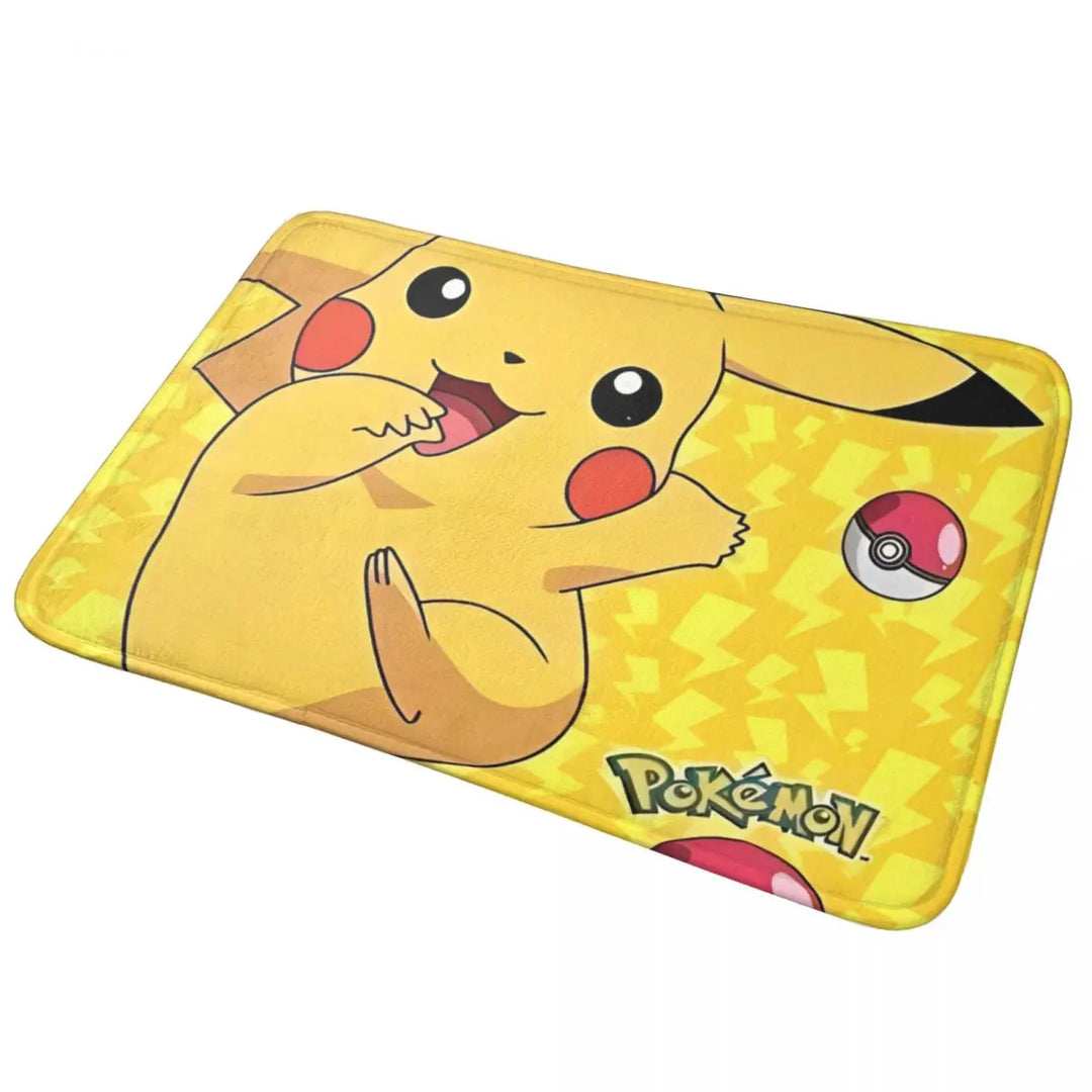 Cartoon Pikachu Anime Bathroom Rugs Mat Super Soft Pokemon Bath Rugs Mats Carpet Non-Slip for Entrance Door Doormat