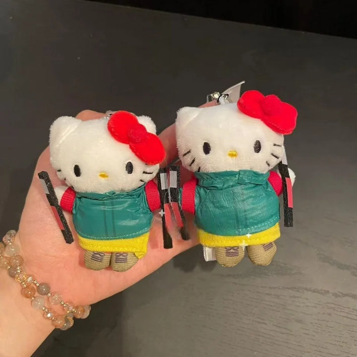 Sanrio Hello Kitty Plush Doll Keychain Pendant outdoor climb mountains kawaii collection Kt Stuffed Soft Doll KeyRing Girls Gift