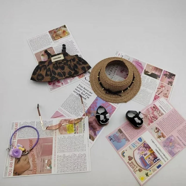 For 17cm Labubu Doll Clothing Unique Design Handmade Leopard Print Dress High-end Fashion Niche Suit Exquisite Clothing Matching