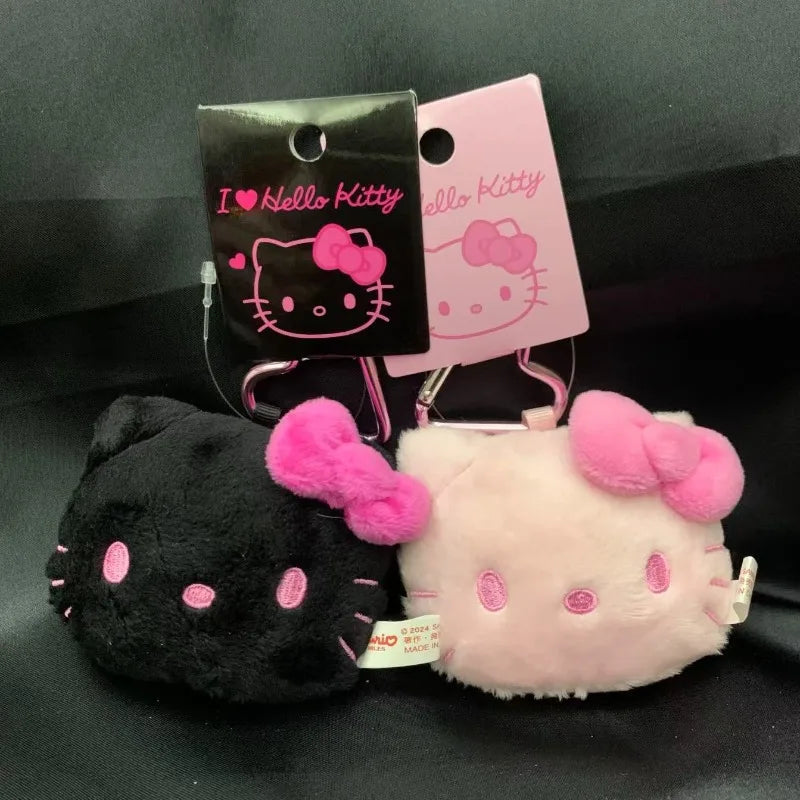 Sanrio Plush Toys Keychain Hello Kitty houndstooth heart Buckle Anime Kitty Cat Cute Bag Pendant Accessories Girl's Holiday Gift