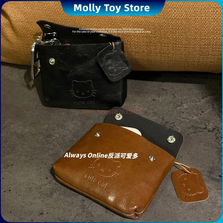 Sanrio Hello Kitty Classic Coin Purse Cortex Short Wallet Storage Bag Anime Peripheral Id Set Storage Bag Student Wallet Gifts