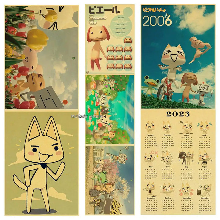 Inoue toro CUTE Cat Poster Home Room Decoration Kraft Paper Poster Game Drawing Wall Art Good Quality Wall Stickers