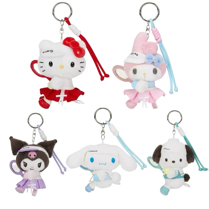 New Sanrio Tennis School uniform series My Melody Cinnamoroll Hello kitty Kuromi Plush Keychain Kawaii Anime Stuffed Bag Pendant