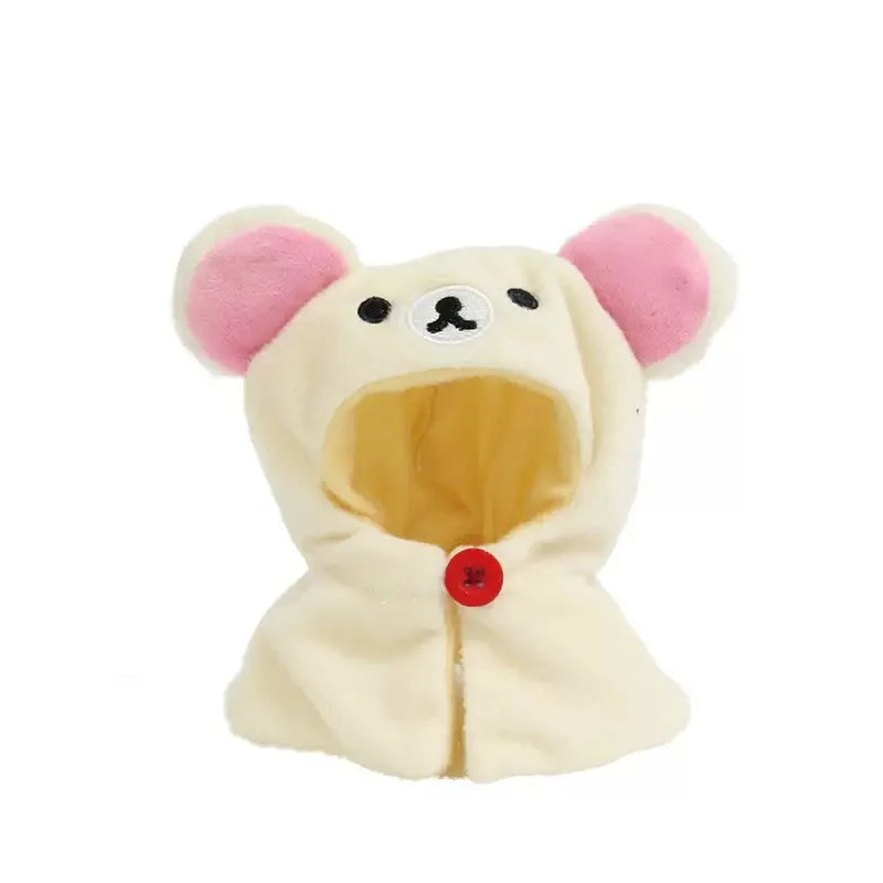 Kawai Self-deprecating Bear Rilakkuma Clothes for 10cm Cotton Doll Cute Cape Headwear Set Doll Accessory Changeable Cloak