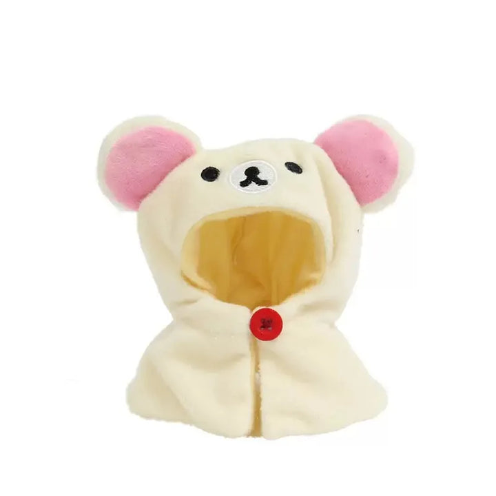 Kawai Self-deprecating Bear Rilakkuma Clothes for 10cm Cotton Doll Cute Cape Headwear Set Doll Accessory Changeable Cloak