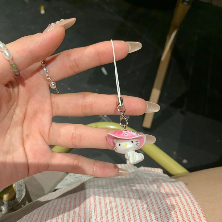 Kawaii Sanrio Hello Kitty Leopard Print Phone Case Keychain Bag Ccd Camera Pendant Creative Peripheral Holiday Gift Accessories