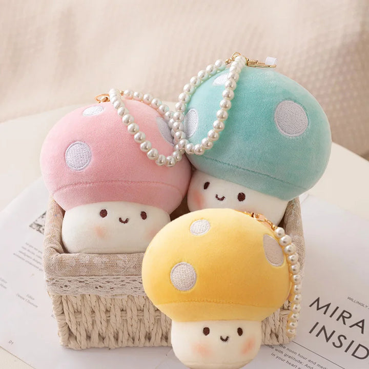Mushroom Plush Stuffed Soft Plant Mushroom Key Pendant 10cm Small Size Soft Doll Bag Decoration Pendant Kids Toys Gift