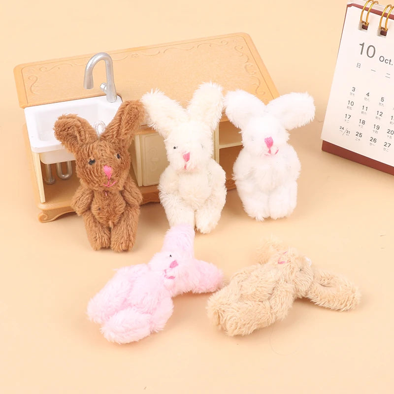 5.5CM Cute Rabbit Plush Toy Cartoon Bunny Pendant Soft Stuffed Doll Keychain Backpack Bag Key Ring Decor Dollhouse Decor Doll