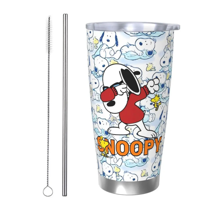 Peanuts Snoopy Flying Ace Insulated Tumbler with Lid Stainless Steel Coffee Mugs Office Home Thermos Bottle Cups, 20oz