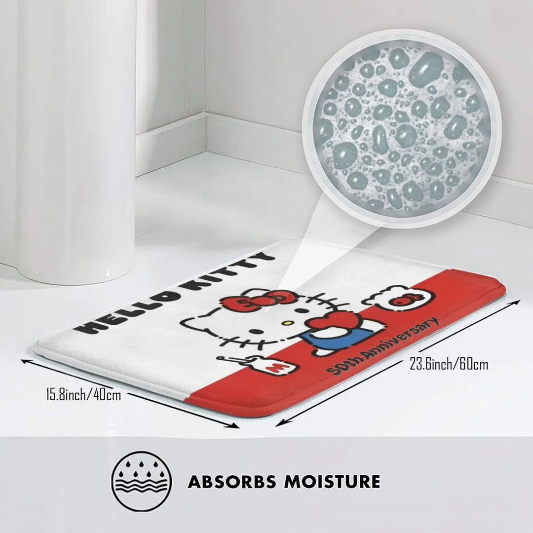Hello Kitty Bathroom Rugs Mat Water Absorbent Bath Rugs Mats Carpet Non-Slip for Kitchen Shower