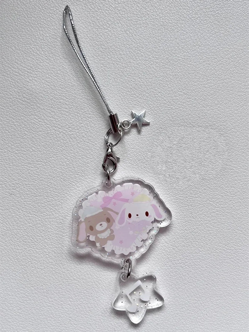 Sugarbunnies Acrylic Keychain Charms Kurousa Shirousa Cute Kawaii Phone Keychains Mascot