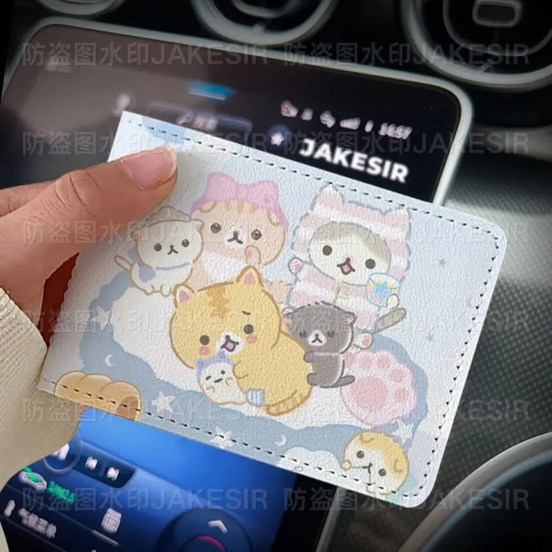 Kawaii Rilakkuma Driver'S License Protective Leather Cover Cartoon Cute Id Card Sleeve Anti Loss Wear-Resistant Girls Gifts