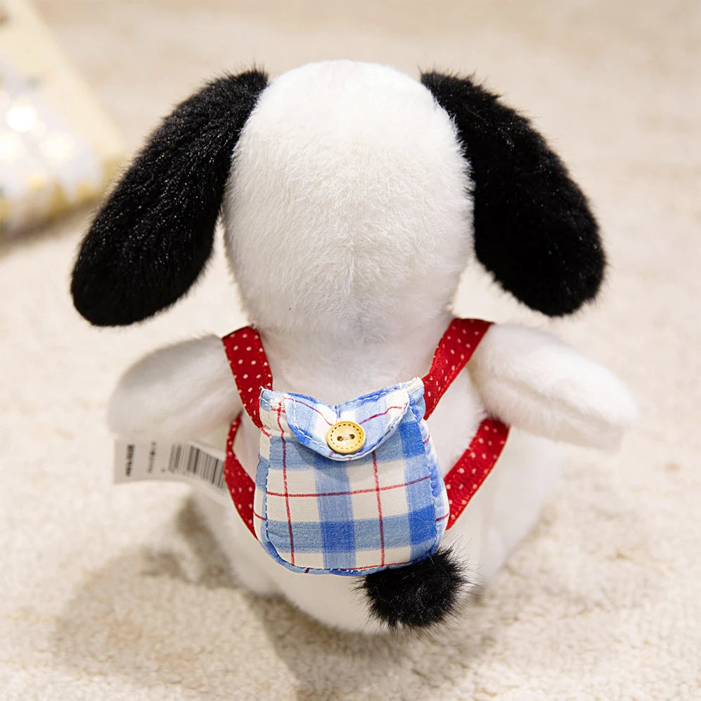 Cartoon Fluffy Puppy Dog Plush Toys Wearing Small Backpacks Cute White Dog Stuffed Animal With Small Eye Big Nose Kawaii Plushie