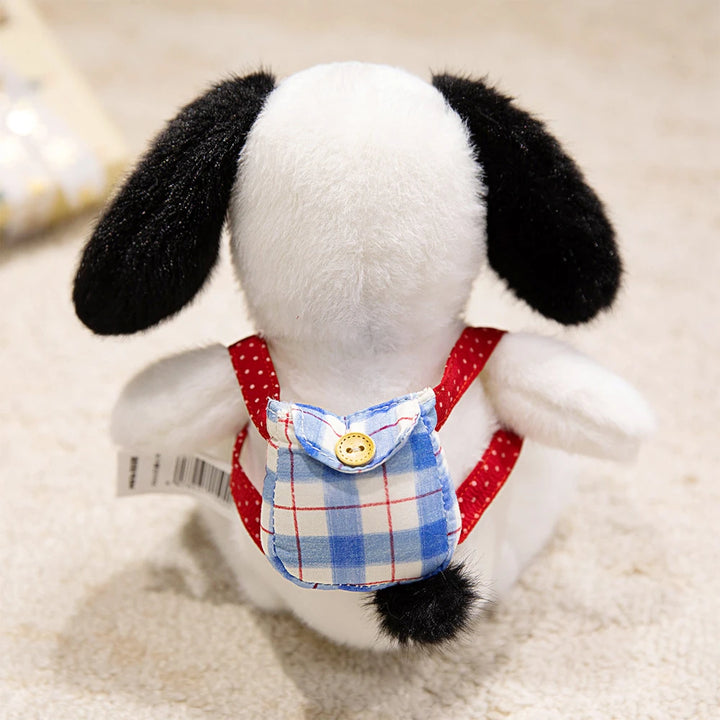 Cartoon Fluffy Puppy Dog Plush Toys Wearing Small Backpacks Cute White Dog Stuffed Animal With Small Eye Big Nose Kawaii Plushie