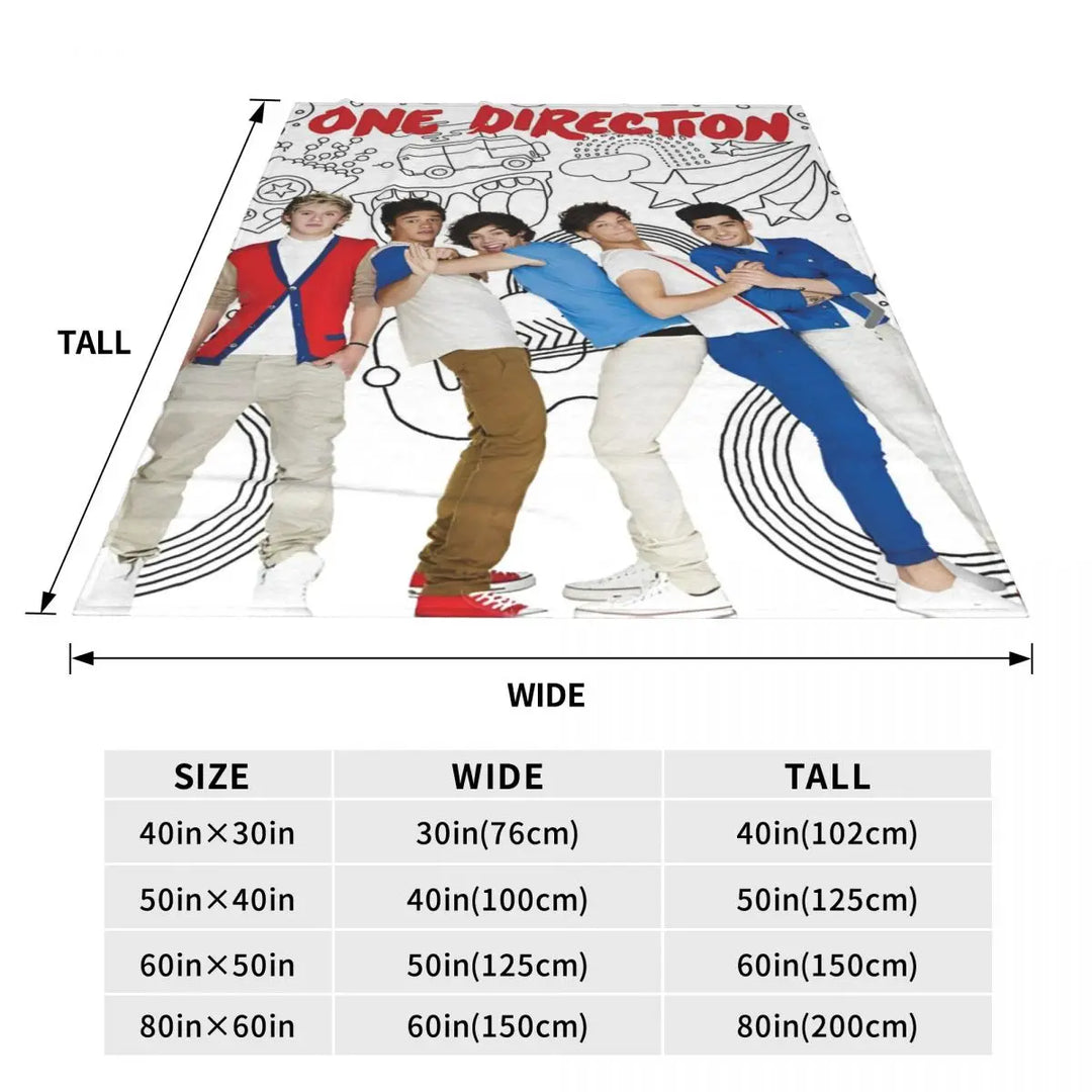 One-Direction Rock 1D Combinatio Blanket Velvet Spring Autumn Breathable Lightweight Throw Blanket for Bed Travel Bedspreads