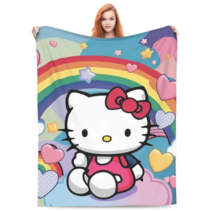 Hello Kitty Zodiac Aquarius Fuzzy Blankets Customized Throw Blanket for Home Hotel Sofa 200x150cm Bedspreads
