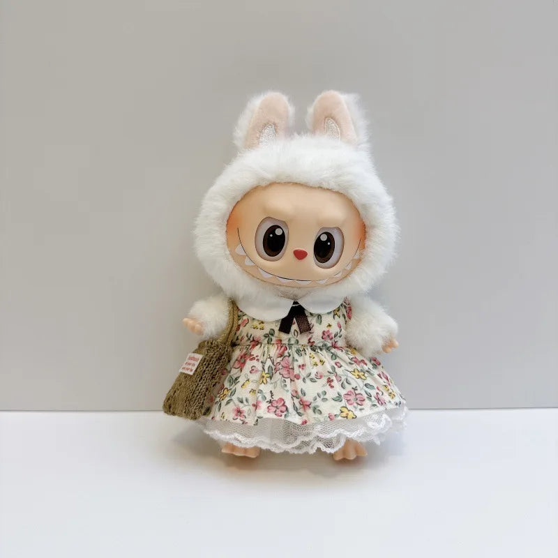 17cm Labubu Outfits 1-3 Gen Fit Cute Casual Labubu Clothes Party Dresses Doll Plush Costume for Halloween Decor